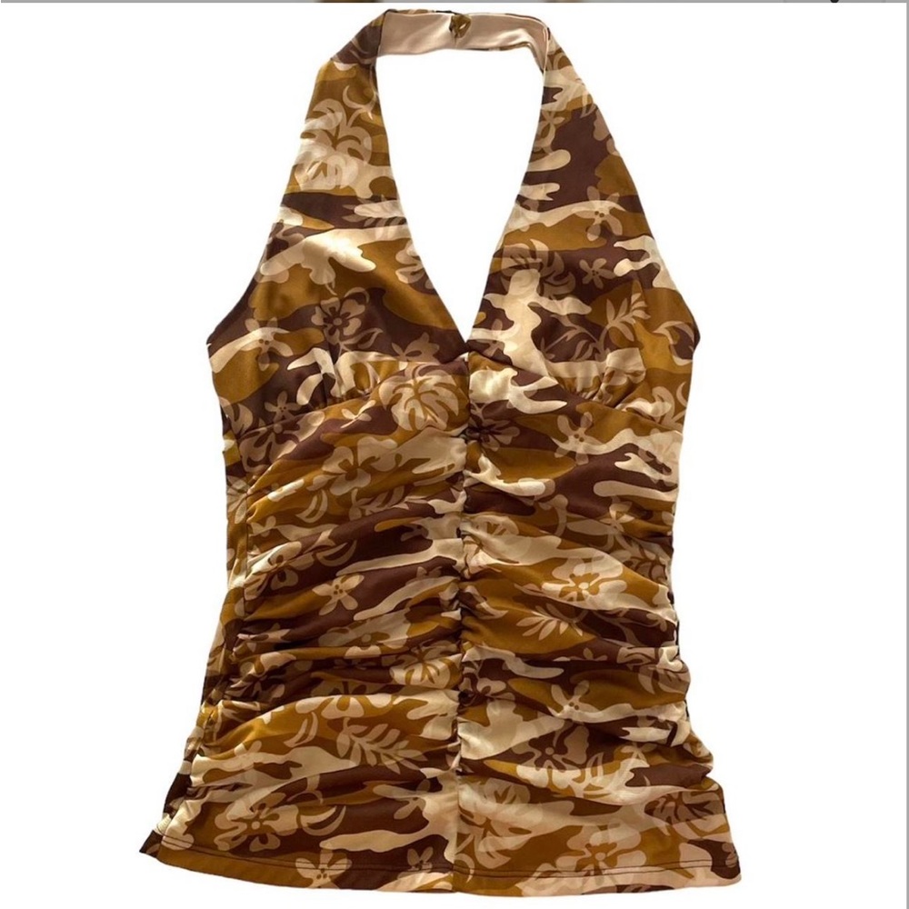 Vintage Y2K Hibiscus Halter Top
